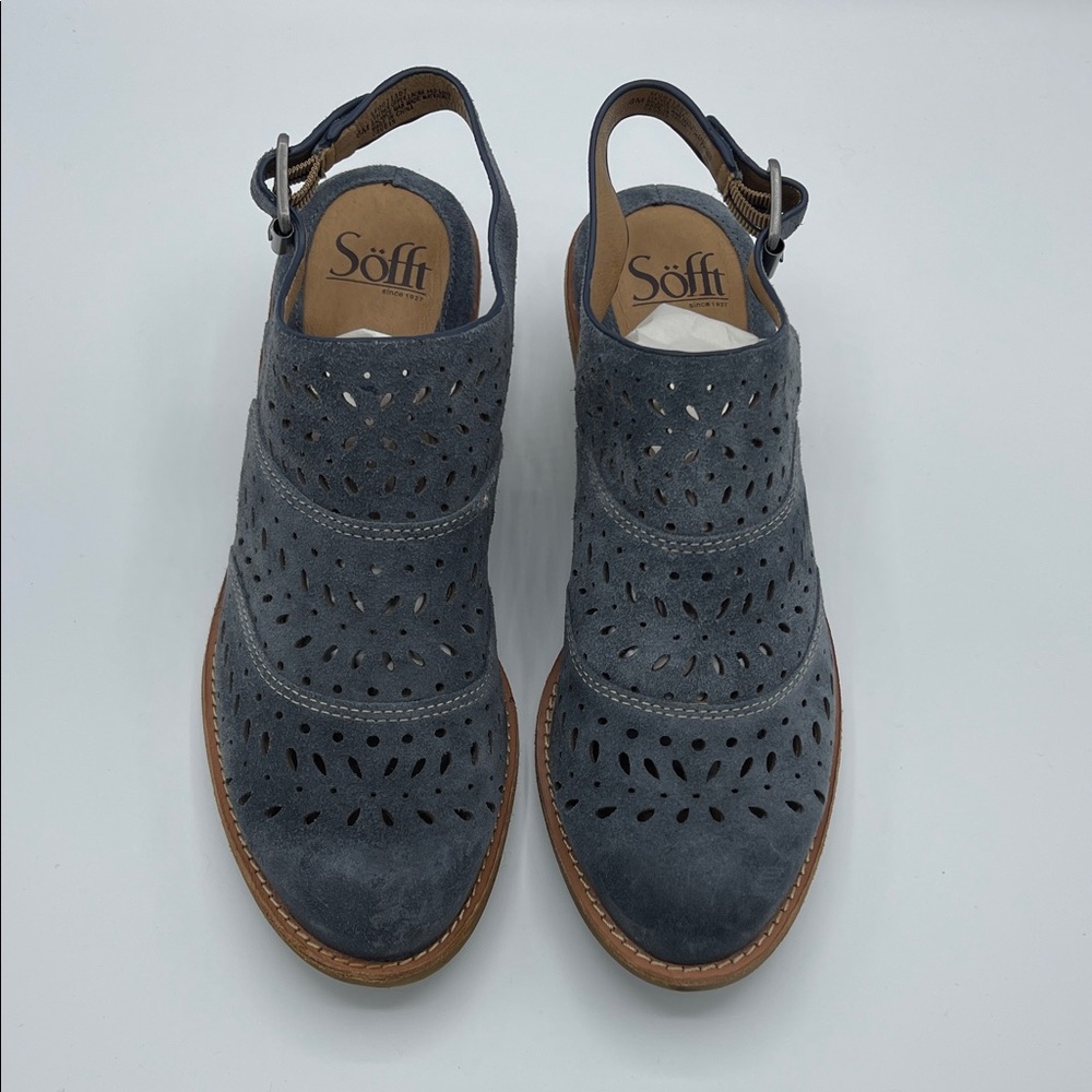 Söfft Alyce Laser Cut Slingback Booties in a grey suede finish Size 8.0 NEW